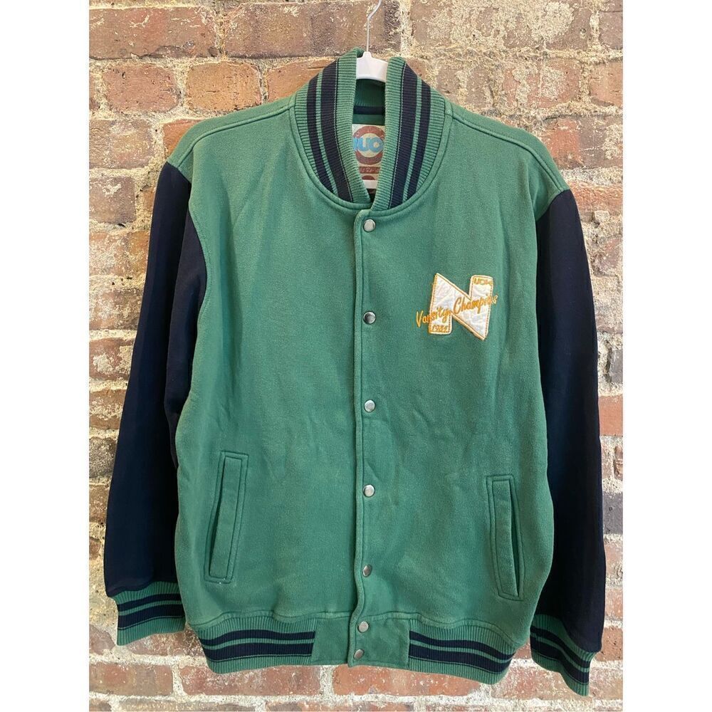 NUON Union Made Classic Reissue Green/Navy Jersey Knit Varsity Jacket Men’s Size